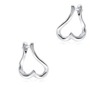 Beautiful Heart Silver Hoop Earring HO-2578